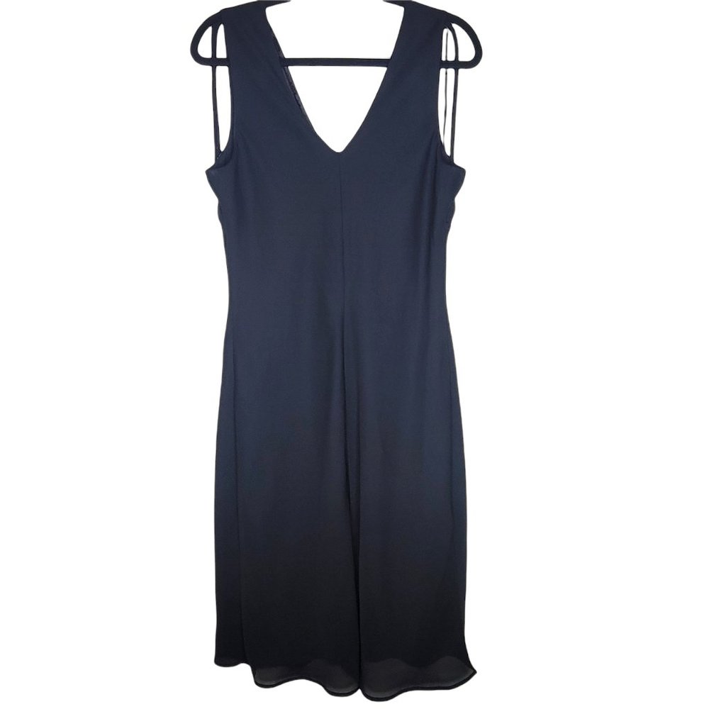 AGB Dress Byer Black Sleeveless V-Neck Wrap Style Sequence Drawstring Size 14 - Picture 4 of 5